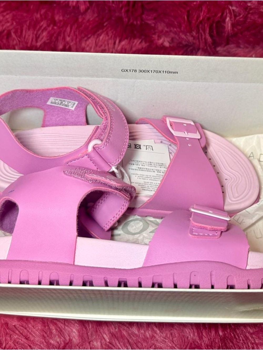 Geox Pink Adjustable Buckle Kids Sandals
